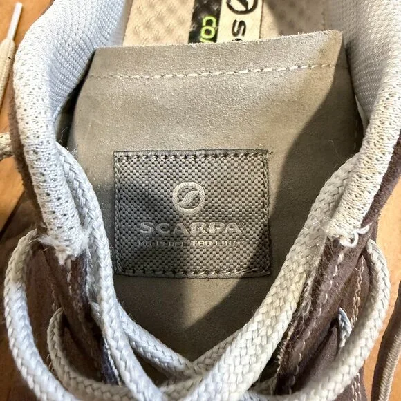 Mens 11.5 Scarpa Mojito Dark Brown Shoes Suede-Leather White-Stitch Lace Sporty - Picture 7 of 13